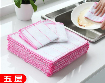 5 layers of thickened baijie cloth, bamboo fiber dish towel, kitchen non-greasy rags