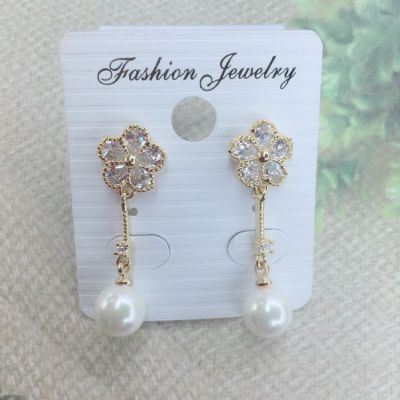 Earrings ear nails anti-allergy zircon pearl han version Earrings fashion simple lady Earrings long