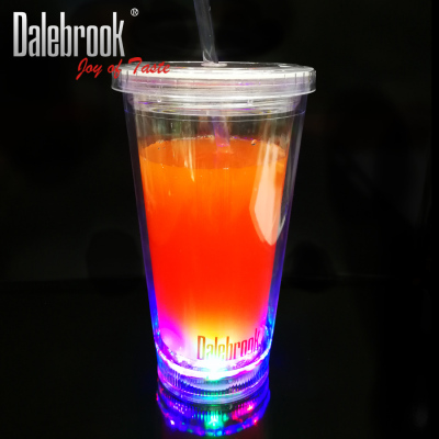 Dalebrook acrylic cup,LED induction light cup, juice cup, double PS beverage cup,