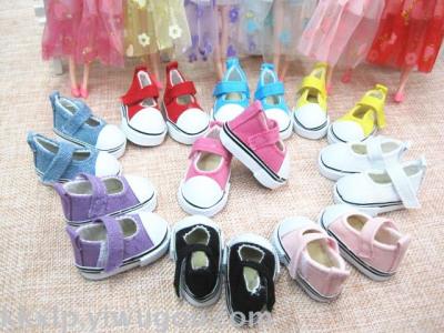 Mini canvas shoes key chain pendant 5CM Barbie doll canvas shoes factory left and right foot baby shoes approved