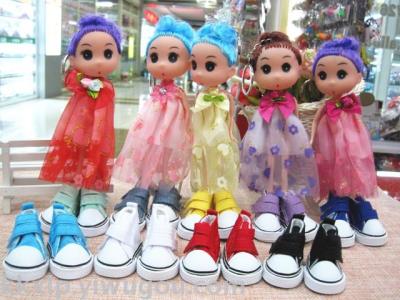 Doll shoes key chain special wholesale Barbie doll canvas shoes pendant mini canvas shoes pendant factory custom