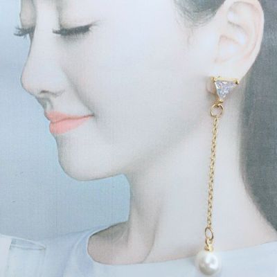 Earrings ear nails anti-allergy zircon pearl han version Earrings fashion simple lady Earrings long