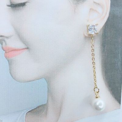 Earrings ear nails anti-allergy zircon pearl han version Earrings fashion simple lady Earrings long
