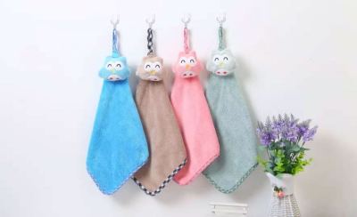 Animal Head Hand Towel Kitchen Towel Hanging Owl Penguin Small Fish Flower Absorbent Square Towel