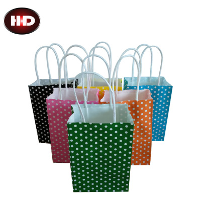 Spot supply color printing kraft paper bag made to order environmental protection gift bags polka dots wholesale