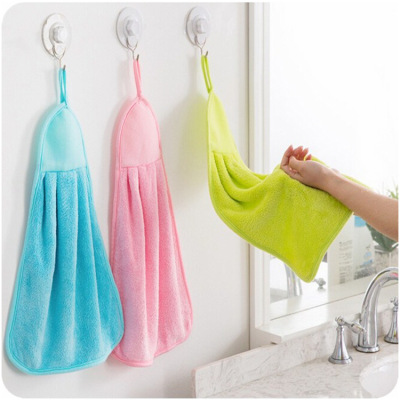 Can be hung kitchen bathroom pure color water fast dry towel towel 