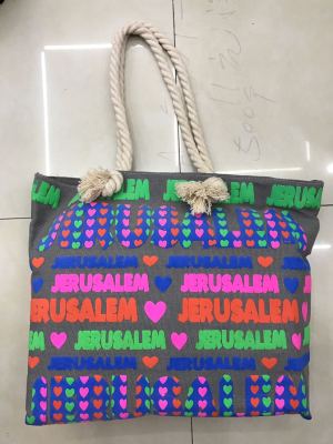 Popular Letter Printing Beach Bag, Cotton String Bags, Canvas Bags