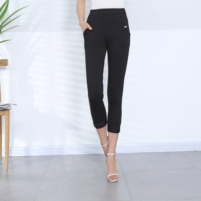 Summer New Fashion Cropped Leggings Factory Wholesale Casual Slim Solid Color Korean Style Leggings