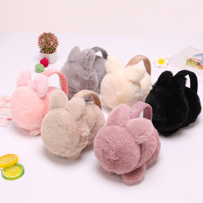 Winter ladies rabbit ears plush thermal earmuffs foldable earmuffs will carry the new cold insulation ear muffs