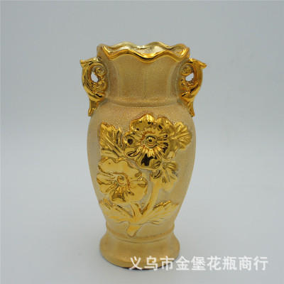 10 Inch Gold Vase Wedding Gift Decoration Ceramic Crafts Living Room Decoration Opening-up Ornaments Soft Decoration Home