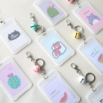 Transparent card set hard IC id set key chain big bell rice card student access control bus card set bus protection