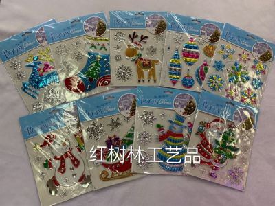 Christmas Glass Paster, Pvc Concave Stickers, Christmas Wall Stickers, Christmas Stickers with Glue