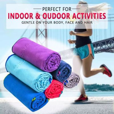 Quick dry sports towel super fine fiber polyester brocade two-sided velvet embossed custom LOGO advertising