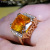 Rongyu EBay Hot Sale Fashion Champagne Zircon Ring Plated 18K Gold Inlaid Yellow Gemstone Ring Wholesale
