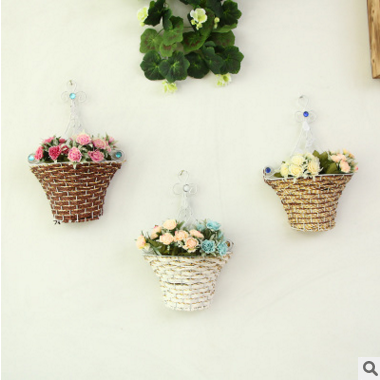 European tieyi half wall hanging basket rope simulation flowers home decoration metal crafts decoration wholesale
