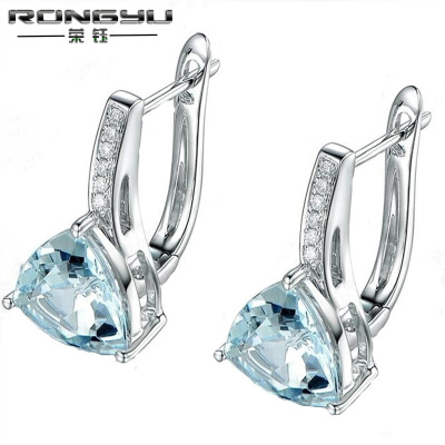 Rongyu Wish Hot Sale at AliExpress Ear Rings Water Drop Zircon Earrings Spot Topaz Earrings Exclusive for Cross-Border