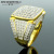 Rongyu Wish Hot Sale New 18K Gold Plated Square Men's Full Diamond Ring European and American Two-Color Engagement Ring