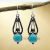 Rongyu Wish Hot Sale New Inlaid Turquoise Drop-Shaped Flower Earrings European and American Retro Plated 925 Silver Earrings