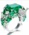Rongyu Wish Foreign Trade Popular Style European and American Popular Hand Jewelry Factory Emerald Leaves Bird Classic Ring