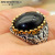 Rongyu Wish Hot Sale New Plated 925 Thai Silver Black Zircon Two-Tone Ring European and American Exaggerated Goose Egg Color Separation Ring