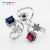 Rongyu Ornament Cross-Border Hot Accessories European and American Style Rainbow Color Zircon White Plum Blossom Open Ring for Women