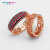 Rongyu Luxury Electroplated Rose Gold Hand Jewelry Red Corundum Micro Inlaid Rainbow Color Zircon High-End Women's Ring