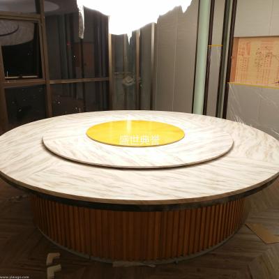 Bengbu hotel restaurant solid wood electric table club new Chinese style marble dining table and chair custom