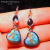 Rongyu Wish Amazon New Earrings Cross-Border Best Seller in Europe and America Retro Heart-Shaped Blue Dragon Crystal Turquoise Earrings