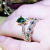 Rongyu 2018 New Wedding Jewelry Inlaid Emerald Zircon Rhinestone 18K Gold Plating Two-Piece Crown Ring