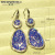 Rongyu Exclusive for Cross-Border Wish Hot-Selling Earrings Manufacturer European and American Luxury Blue Opal Earrings Korean Style Diamond Earrings