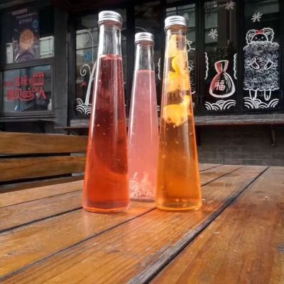 300ml beverage bottle glass round tea bottle