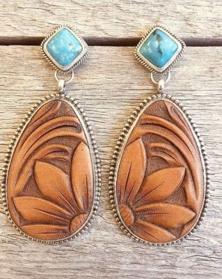 Rongyu Cross-Border Supply Popular Vintage Turquoise Earrings European and American Fashion Brown SUNFLOWER Earrings Ring Accessories