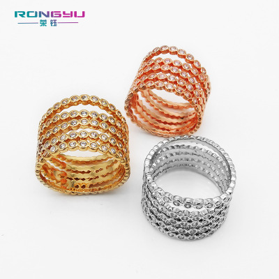 2018 Foreign Trade Hot-Selling New Products Jewelry European and American Big Brand Creative Multi-Layer Micro-Inlaid Zircon Ring Factory Customization Wholesale