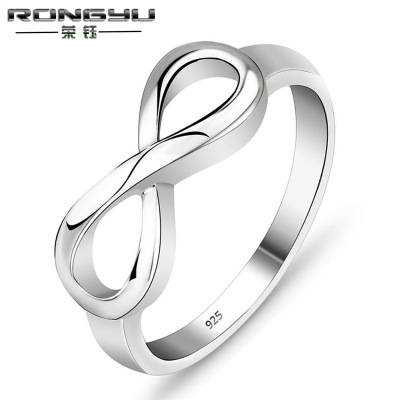 Rongyu EBay AliExpress Foreign Trade Cross-Border Hot Sale Electroplating S925 Silver Accessories Factory Wholesale Creative 8-Word Ring