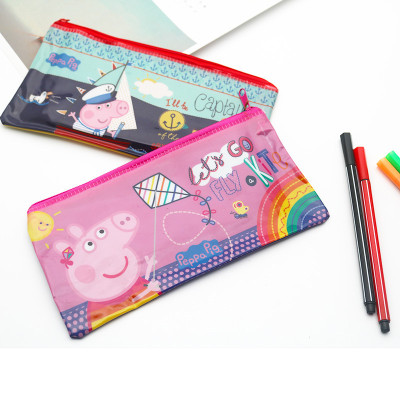 Professional PVC pen bag custom logo transparent PVC plastic bag cartoon PVC stationery zipper bag