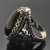 Rongyu Wish Hot Sale New Plated 925 Thai Silver Black Zircon Two-Tone Ring European and American Exaggerated Goose Egg Color Separation Ring