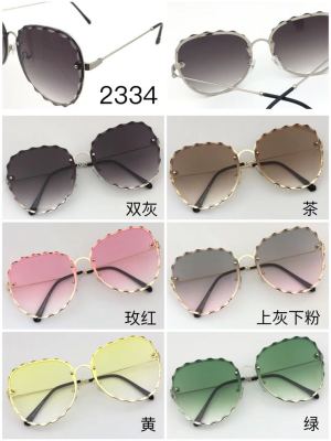 2019 new rimless sunglasses with light-colored gold shades