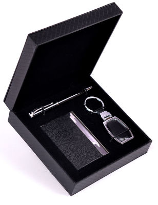 Men's gift box set with simple card holder/key chain/pen