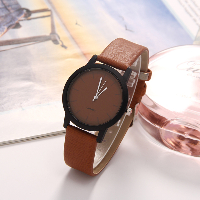 Popular Korean creative no logo lovers quartz watch fashion leather watchband students watch