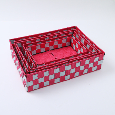 Multi-specification tieyi woven storage basket plaid pattern two colors woven storage basket sundry storage box
