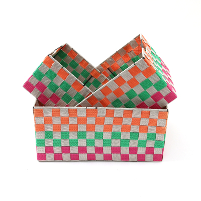Multi-color grid pattern knitting storage basket storage box knitting storage basket organizing basket