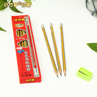 Factory in Stock Wholesale Slender Bamboo Shoot 12 PCs HB Matte Paint Strip Non-Lead-Poisonous Triangle Pole Children Student Pencil