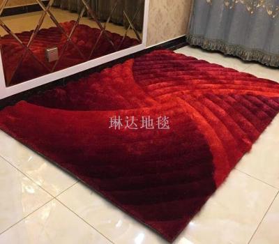 Modern 3 d living room tea table carpet bedroom bedside rug simple Korean silk block blanket