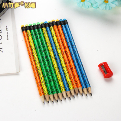 Triangle Pencil Student Children's Wooden Pencil HB Fluorescent Paint Non-Toxic Environmentally Creative Pencil in Stock Wholesale
