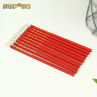 Factory Direct Sales HB Paint Red Pencil Customized Non-Toxic Six Angle Rod Pencil with Eraser Factory in Stock Batch