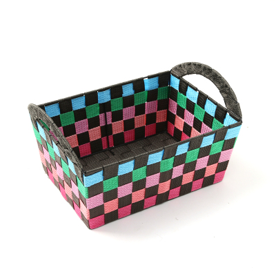 Coloured check pattern knits craft double side belt handle design ji basket of fruit of basket of sitting room tea table