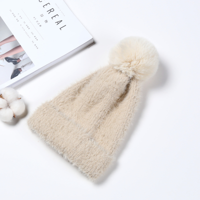 New style multi-color fashion warm wool hat imitation sable rabbit hair ball wool hat thickened for women