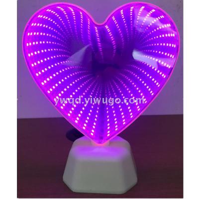 ZD Factory Direct Sales 3D Double Face Mirror Tunnel Light Girl Heart LED Decorative Light New Creative Mirror Modeling Light