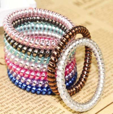 Gold and Silver Color Thin Phone Line Hair Ring Rubber Band All-Match High Elastic Multi-Color Telephone Line Hair Band Hair Rope Wholesale