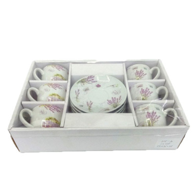 Ceramic coffee cup and saucer set with 6 cups and 6 saucers for export to Europe